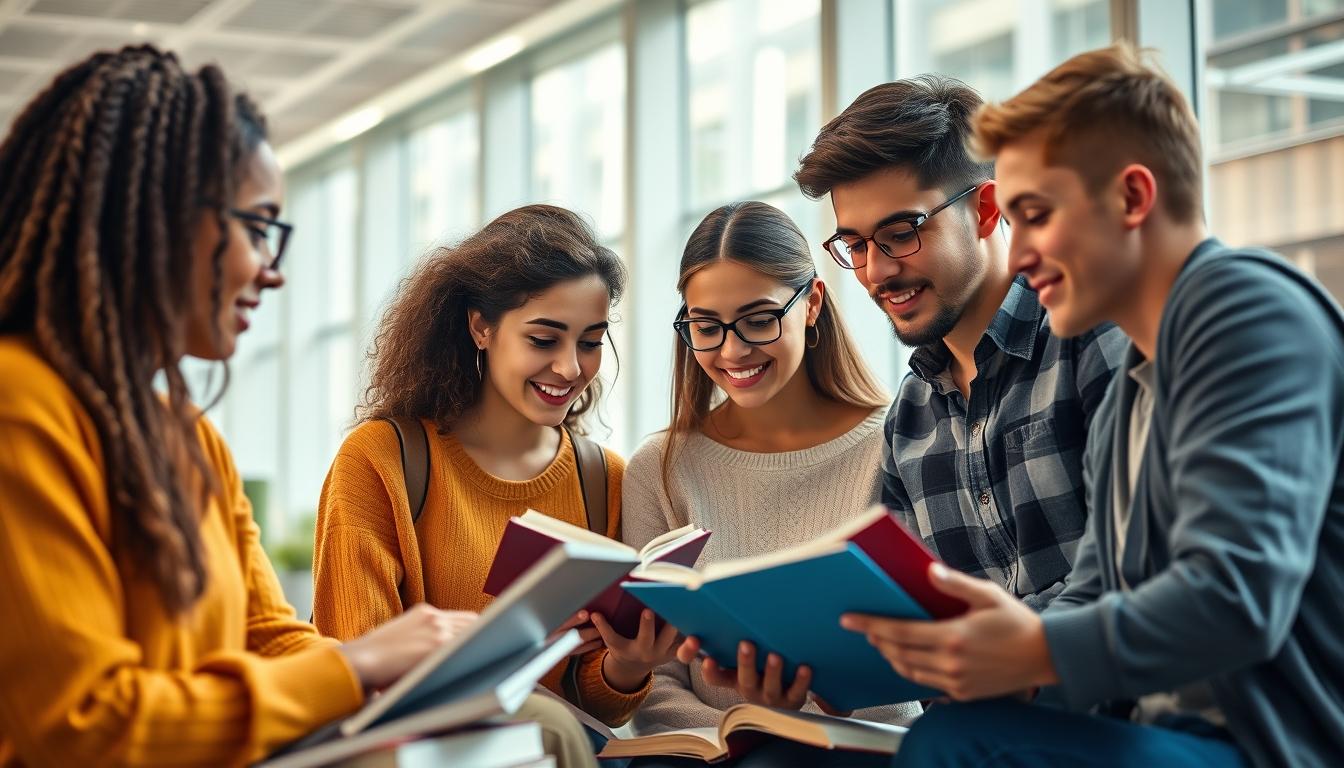 Students collaborating in study space